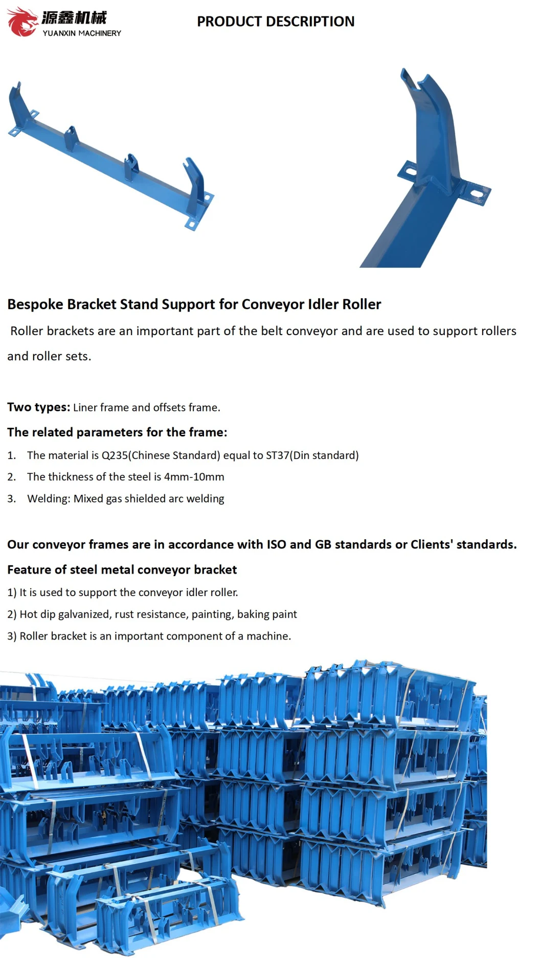 Steel Pipe Conveying Trough Roller Frame, Roller Frame Support